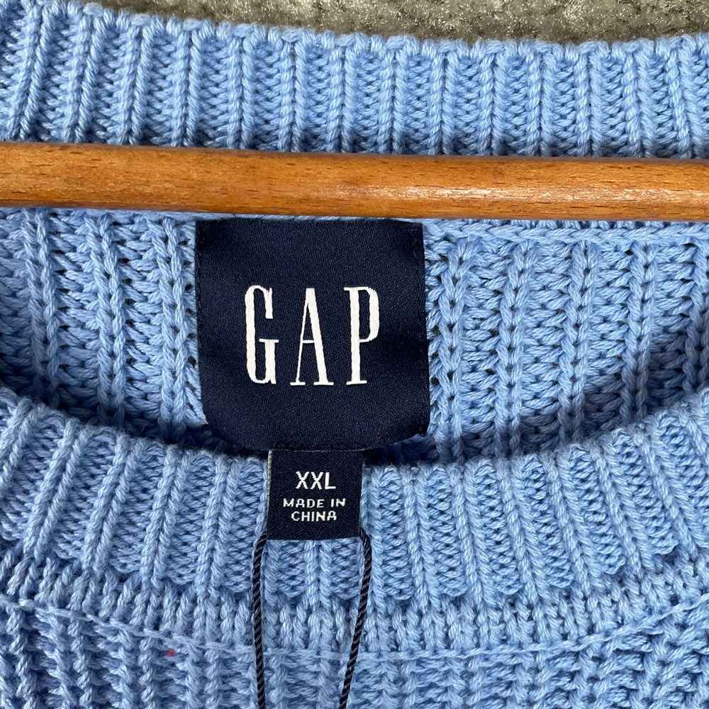 Gap Shaker Stitch Sweater Womens XXL Blue NWT Cotton Crewneck Slouchy Knit - Picture 7 of 7